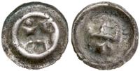 brakteat XIII w., Lew w prawo, wyżej ceber, sreb