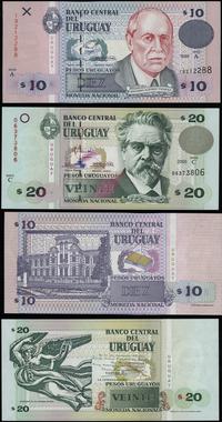 Urugwaj, zestaw: 10 pesos 1998 i 20 pesos 2000