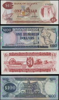 Gujana, zestaw: 1 dolar (1966-1992) i 100 dolarów 1999
