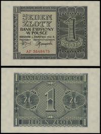 1 złoty 1.08.1941, seria AF, numeracja 3648475, 