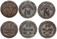 Francja, lot 3 x 10 centymów, 1808 W, 1809 A, 1810 I