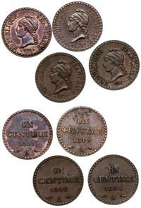 4 x 1 centym 1848, 1849, 1850, 1851, Paryż, brąz
