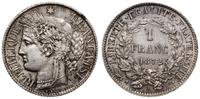 1 frank 1872 A, Paryż, srebro próby 835, piękny,