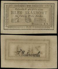 4 złote polskie 4.09.1794, seria 1-Y, drobne zag