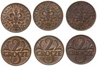 Polska, zestaw: 3 x 2 grosze, roczniki: 2 x 1937, 1938