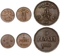 lot 3 monet, Helsinki, 5 penniä 1866 (Aleksander