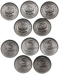 Polska, zestaw 5 x 5 groszy, 1962