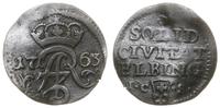 szeląg 1763 I•C-•S•, Elbląg, mały monogram, mone