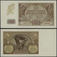 10 złotych 1.03.1940, seria L, numeracja 0580893