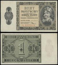 1 złoty 1.10.1938, seria IŁ, numeracja 9332073, 