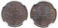 1 grosz 1933, Warszawa, moneta w pudełku NGC nr 