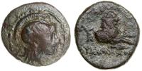 brąz 306-281 pne, Aw: Głowa Ateny w hełmie w pra