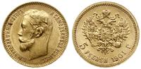 5 rubli 1901 (ФЗ), Petersburg, złoto 4.30 g, pię