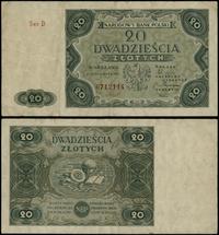 20 złotych 15.07.1947, seria D, numeracja 071211