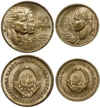 zestaw: 10 i 50 dinara 1955, Belgrad, brązal, ra