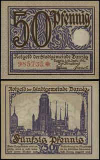 50 fenigów 15.04.1919, numeracja 985735 ❉, druk 