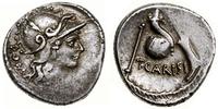 denar 46 pne, Rzym, Aw: Głowa Romy w hełmie atty