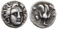 didrachma ok. 305-275 pne, Aw: Głowa Heliosa trz
