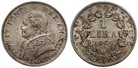 1 lira 1866 R, Rzym, srebro 5.00 g, delikatna pa