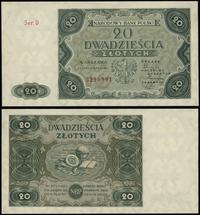 20 złotych 15.07.1947, seria D, numeracja 329099