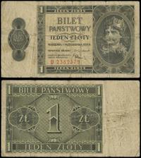 1 złoty 1.10.1938, seria D, numeracja 2382579, z