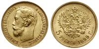 5 rubli 1899 ЭБ, Petersburg, złoto, 4.30 g, pięk