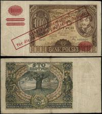 100 złotych (1939), oryginalny nadruk na banknoc