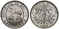 50 centavos 1939, miedzionikiel, pięknie zachowa
