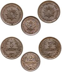 lot 3 monet, 2 centesimos 1948, 5 centesimos 194