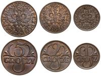 zestaw 3 monet o nominale: 1, 2 i 5 groszy 1937,