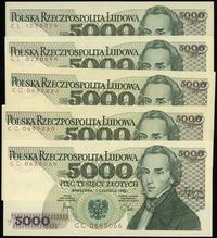 zestaw: 5 x 5.000 złotych 1.06.1982, serie: 3 x 