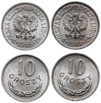 zestaw: 2 x 10 groszy 1968 i 1969, Warszawa, alu