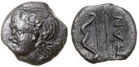 brąz 304–250 pne, Aw: Głowa Satyra w lewo, Rw: Ł