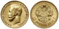 10 rubli 1901 Ф•З, Petersburg, złoto 8.60 g, pię