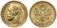 5 rubli 1898 АГ, Petersburg, złoto 4.27 g, Bitki