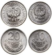 zestaw 10 oraz 20 groszy 1972, Warszawa, alumini