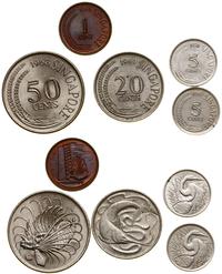 zestaw 5 monet, Singapur, 1 cent 1969, 5 centów 
