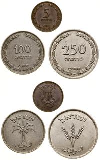 zestaw 3 monet 1949, 5, 100 oraz 250 prut, brąz 