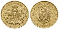 5 marek 1877 J, Hamburg, złoto 1.98 g, rzadka, ł