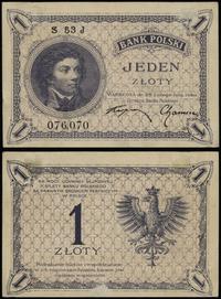 1 złoty 28.02.1919, seria 53 J, numeracja 076070