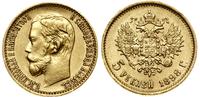 5 rubli 1898 АГ, Petersburg, złoto 4.28 g, bardz