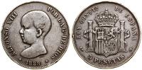 5 peset 1888 MPM, Madryt, uszkodzenia na rancie,