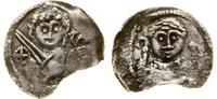 denar 1138-1146, Aw: Półpostać rycerza na wprost