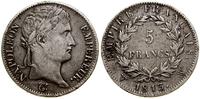 5 franków 1813 W, Lille, srebro próby 900, 25 g,