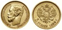 5 rubli 1899 ФЗ, Petersburg, złoto 4.29 g, bardz