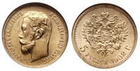 5 rubli 1902 AP, Petersburg, złoto, wyśmienicie 