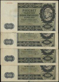 zestaw: 4 x 500 złotych 1.03.1940, seria A, raze