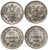 zestaw: 2 x 25 penniä 1916 i 1917, Helsinki, raz