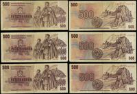 zestaw: 3 x 500 koron 1973, serie U, W, Z, razem