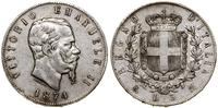 5 lirów 1874 M, Mediolan, srebro próby 900, Paga
